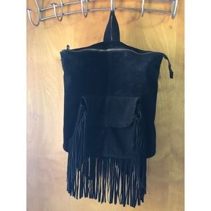 Black Faux Leather Backpack
